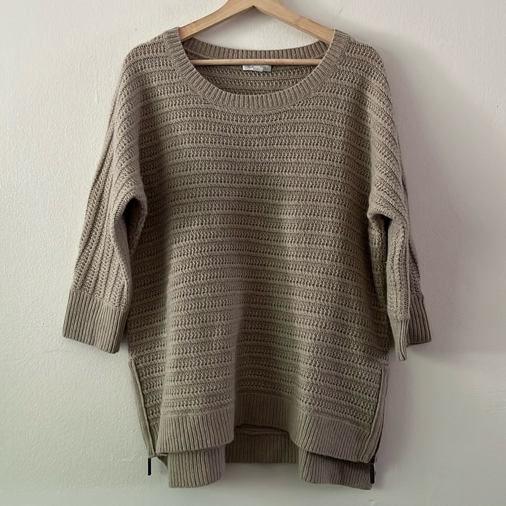 Garnet Hill Wool and Angora 3/4 Sleeve Sweater‎ with Side Zippers size medium